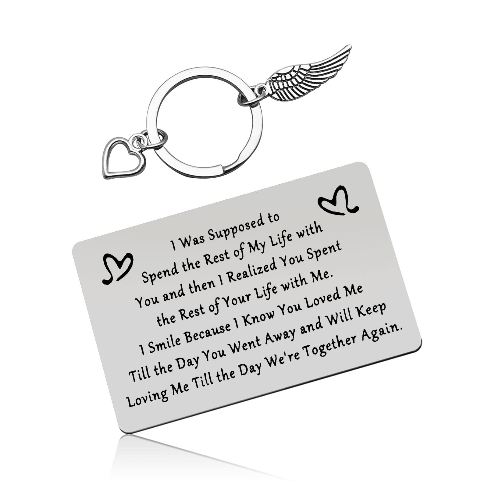 Baipilu Memorial Wallet Insert Card Gifts in Memory Husband Engraved Wallet Card Inserts Gift Sympathy Gift from Loss of Boyfriend Remembrance Bereavement Gift for Wife Loss of Husband Memorial