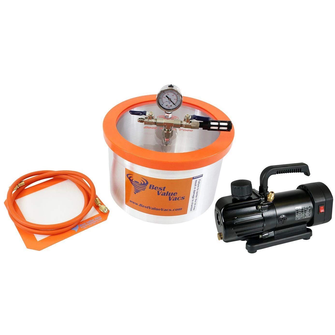 Best Value Vacs 2 Gallon Aluminum Vacuum Chamber and BVV130 Mini 3CFM