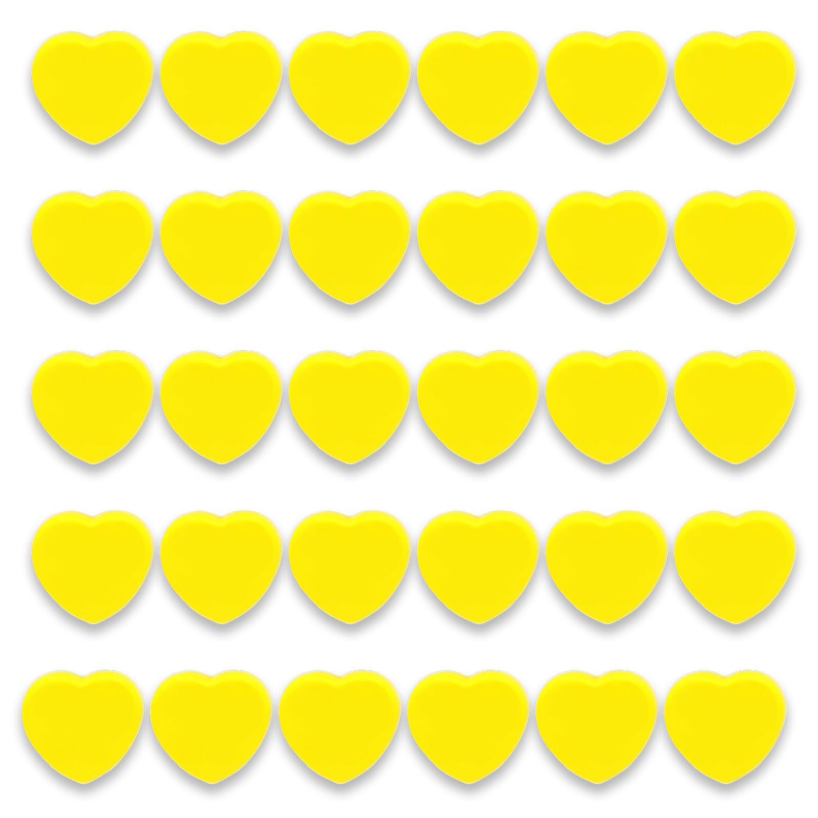 PYJLBX Strong Fridge Magnets, 30Pcs Yellow Heart Whiteboard Magnets, Heavy Duty Mini Magnets for Adults, Small Cute Notice Board Magnet for Crafts, Office, Kitchen, Refrigerator, School,Home Organiser