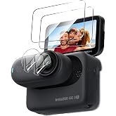 Natbok 2 Pack Compatible with Insta360 GO 3S Screen Protector + 2 Pack Camera Lens Protector,Full Coverage 9H Tempered Glass Film,HD Clear Scratch Resistant for Insta 360 GO 3S accessories