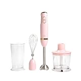 Paris Hilton Hand Blender Set, 2-in-1 Immersion Stick Blender with Whisk & Blending Shaft, 400W High Speed, Pink with Gold Accents – Smoothies, Soups, Sauces, Baby Food, Whipped Cream, Pink
