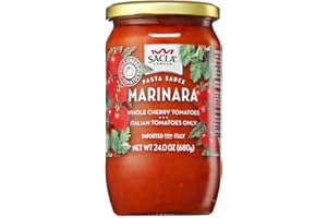 SACLA Marinara Cherry Tomato Pasta Sauce with No Added Sugar | 100% Italian Grown Tomatoes with Extra Virgin Olive Oil | 24 oz Glass Jar | Imported from Italy | Non-GMO Authentic Italian Sauce