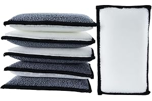 Leanockesa 6 PCS Car Interior Cleaning Sponge, Microfiber Scrubbing Pads for Plastic Leather Upholstery, Auto Detailing Scrub