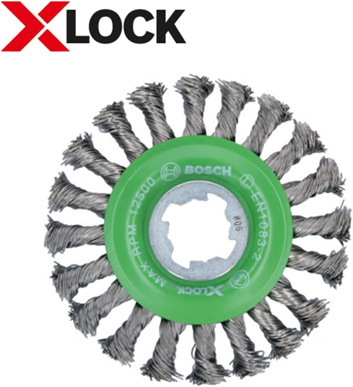 Bosch 1x PRO Stainless Steel Longlife Wire Wheel, Knotted Wire for Small Angle Grinder and X-Lock (for Steel diameter 115 mm
