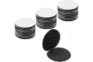 Fantasyon 24 Pairs 1 Inch Round Hook and Loop Dots Double Sided Self Adhesive Tape Black Hook and Loop Fasteners Nylon Sticky Dots for Home Office Wall Decor Carpet Gripper Tools