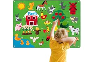 Shapeazy Farm Animals Felt Story Board Set,Preschool Educational Flannel Play Mat,Domestic Livestock Interactive Early Learning and Storytelling Kit Wall Hanging Gift for Toddlers Boys Girls (Farm)