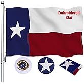 REIDFERR Texas State Flag 3x5 Feet - Embroidered Sewn Heavy Duty 210D Oxford TX Flag 4 Rows Hemming State of Texas Flags with 2 Brass Grommets for Indoor Outdoor