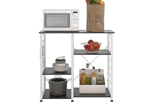 sogesfurniture Kitchen Baker's Rack, Utility Microwave Oven Stand 3-Tier Stand for Kitchen Storage Workstation Shelf, Black