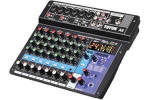 TEYUN 8 Channel Professional Portable Mixer Sound Mixing Console Computer Input 48v Power Number Live Broadcast A8 New (8-Channel)