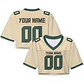 Custom Football Jersey Crop Tops for Women Personalized Girls Plain Colored Streetwear with Name Number XS~2XL