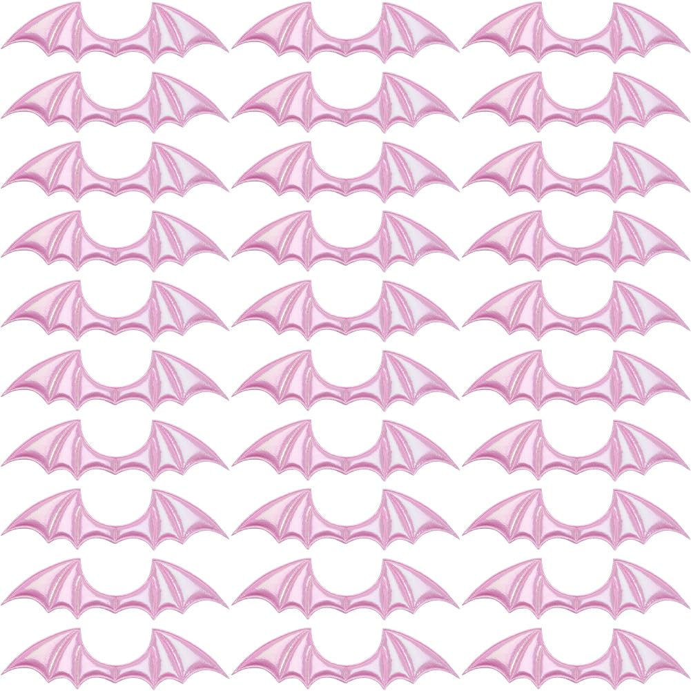 GORGECRAFT 40PCS Bat Wing Hairpins Accessories Demon Wing Rainbow Iridescent Imitation Leather Evil Wings Ornament Accessories Halloween Decor Pink Angel Wing Embellishments for Hair Ornament
