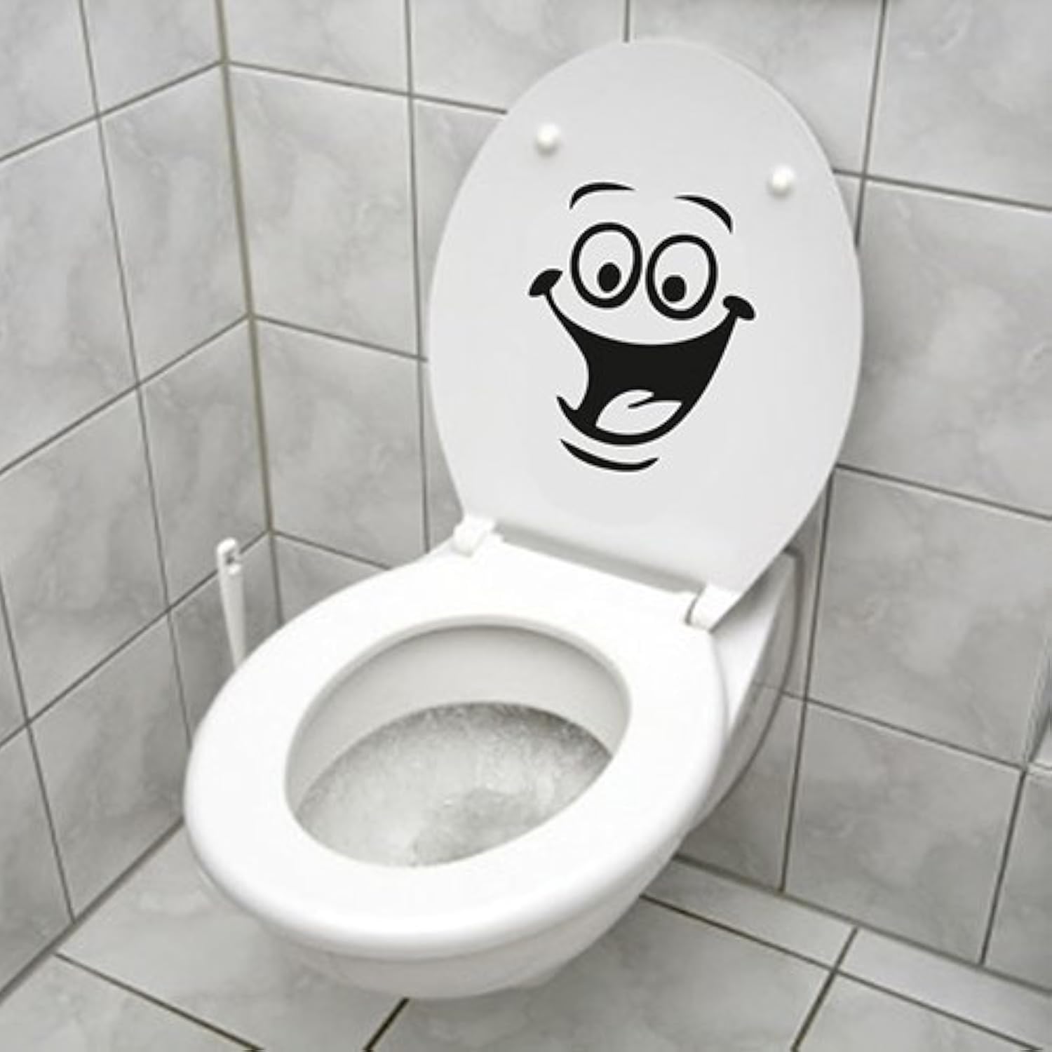 sundatebe Funny Smiley Wall Sticker for Toilet, Bathroom, Kitchen, PVC, 1 Colour, One Size