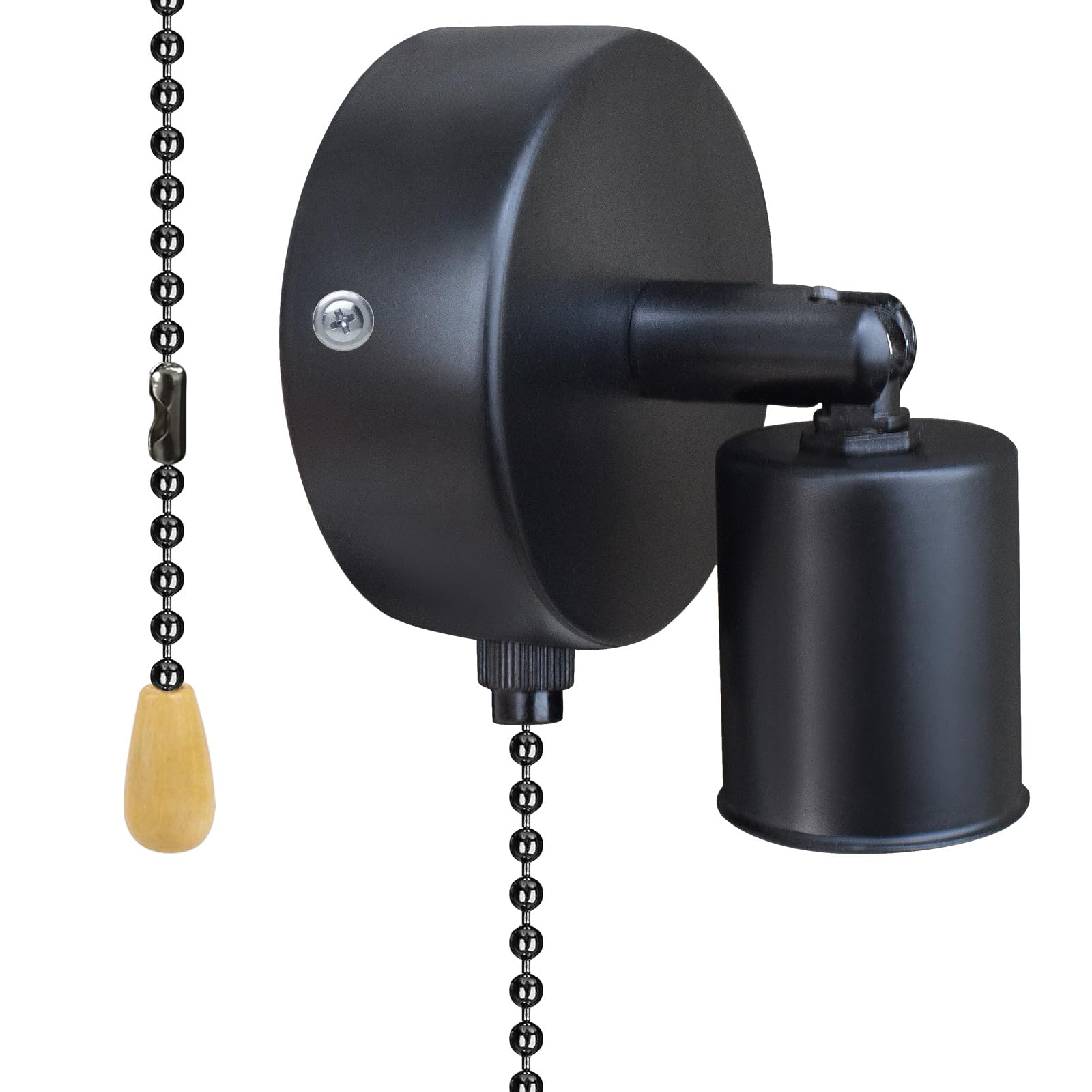 OXTXO Vintage Wall Lamp with Pull Chain Switch, Adjustable 180° Rotatable E27 Bedside Lamp Sconce Indoor Wall Light for Living Room, Bedroom, Garage, Loft, Porch, Hallway, Kitchen (Bulb Not Included)