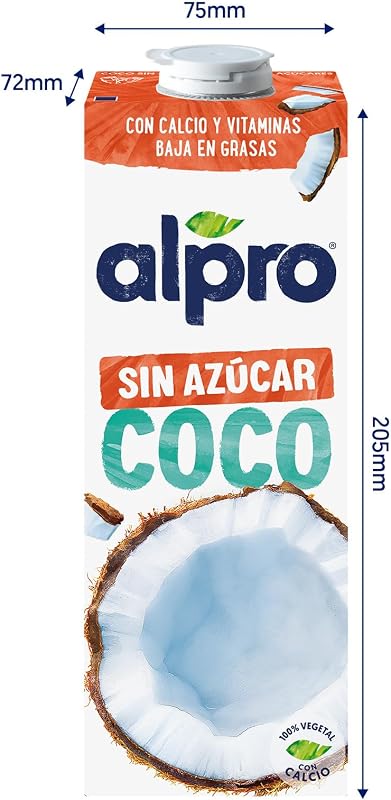 Bebida vegetal de coco sem açúcar alpro 8x1l