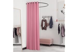 HIYOUGO Fitting Room Clothing Store, Simple Portable Dressing Room Wall-Mounted Changing Room with U Shaped Rod Privacy Screen for forboutique Retail Store Kiosk Shop (Size:80x85x200cm,Color:Pink)