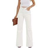 GRAPENT Flare Jeans for Women High Rise Wide Leg Baggy Stretchy Denim Pants | High Waisted Jeans for Women Trendy, Flare Bootcut Style, 4 Pockets, Distressed Wash, Casual Office Wear, Daily Jean Pants