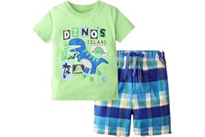 LMYOVE Toddler Boy Short Set Little Boy Clothes Casual CrewNeck Short Sleeve T-Shirt and Short Sets Summer Outfits 2T-7T
