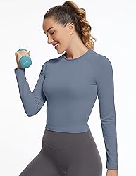 GGOV Womens Long Sleeve Crop Workout Tops Yoga