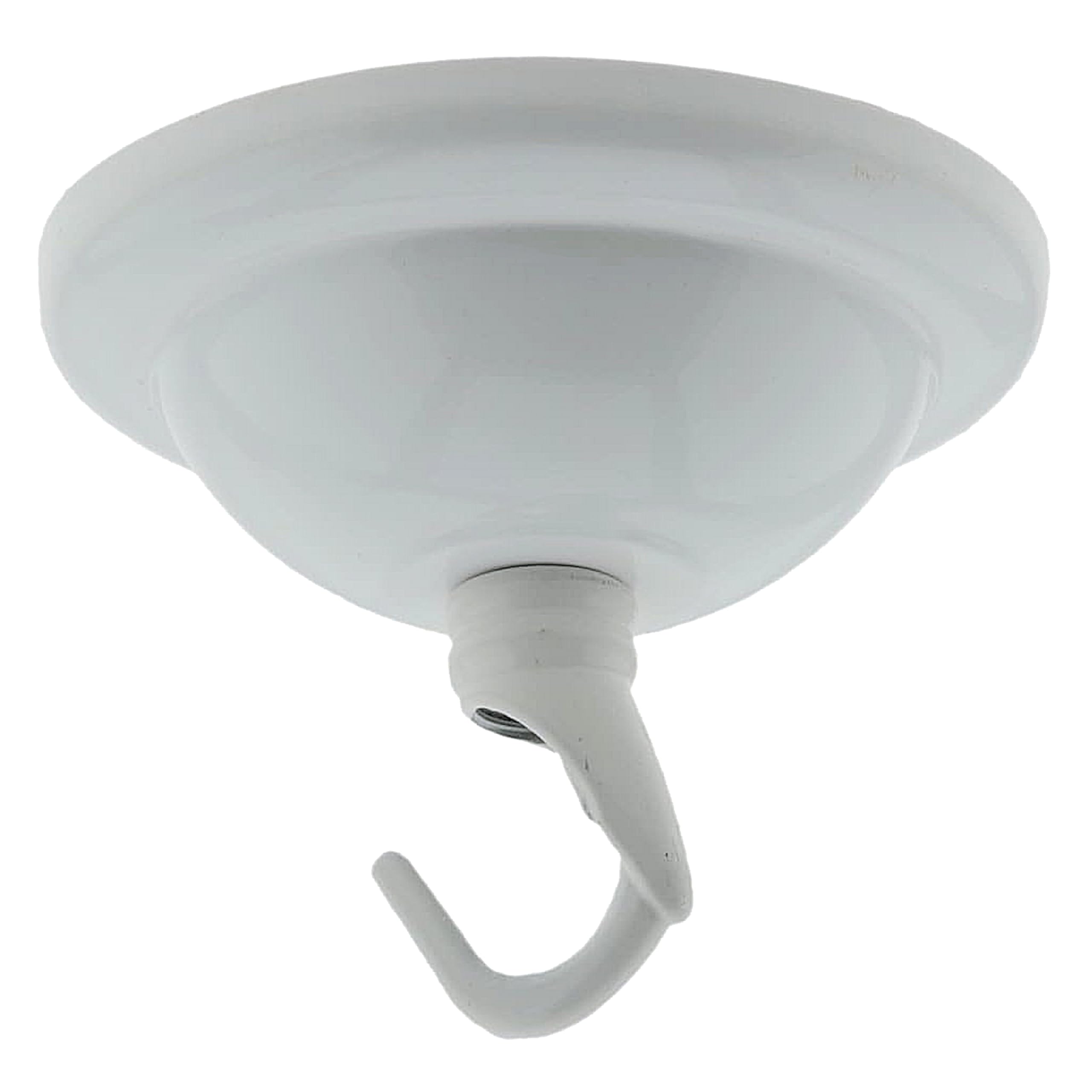 1 Pack Art Deco 67mm Diameter Small Metal Ceiling Rose and Deco Styled Metal Hook in Gloss White Finish