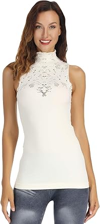 tee shirt femme col montant sans manches