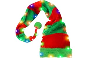 Light Up Christmas Elfs Hat, Cute Santa Hat With Lights, Christmas Costume Accessories, Cosplay Dress Up Hats For Adults Kids