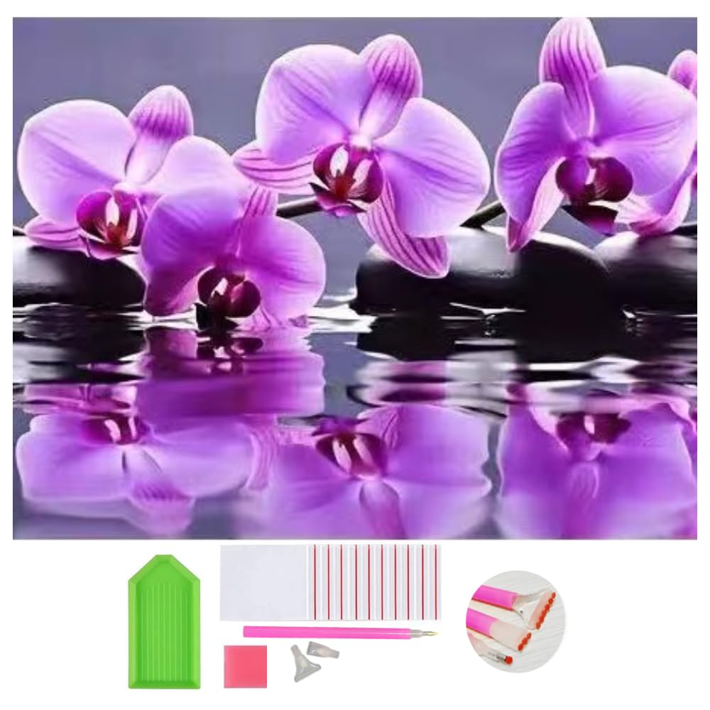 DOUKOYEE Diamond Painting for Adults Flowers Buddha and Candle Pictures DIY 5D Diamond Painting Kit Embroidery Set Cross Stitch Diamond Painting Pictures Wall Home Room Decoration (E)