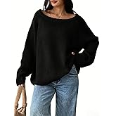 Verdusa Women's Off The Shoulder Sweater Casual Oversized Fall Sweaters Pullover Knit Tops