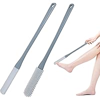 OWIIZI Toe Cleaning Brush 15.7" Foot Scrubber in Shower with Long Handle Silicone Foot Brush Soft Skin Exfoliation Lotion App