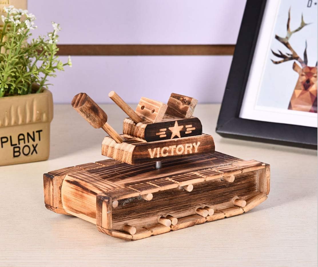 ZGFJST Wooden Tank Wooden Children'S Toy Tank Music Box Birthday Gift Travel Crafts Ornaments Size: 16.5 * 9 * 9.5Cm