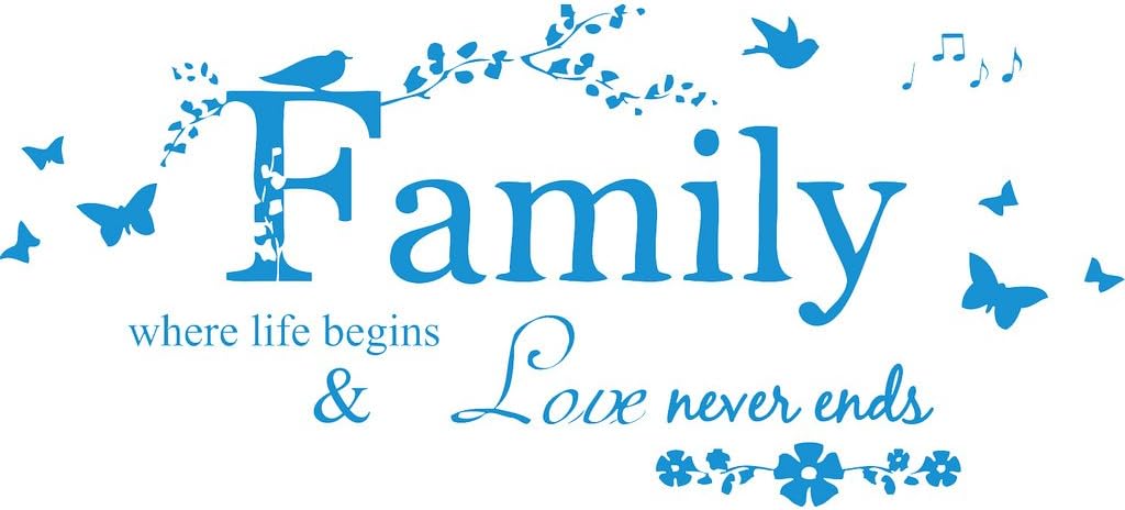 Blue 31" x 14" Family Letter Quote Removable Vinyl Decal Art Mural Home Decor Wall Stickers