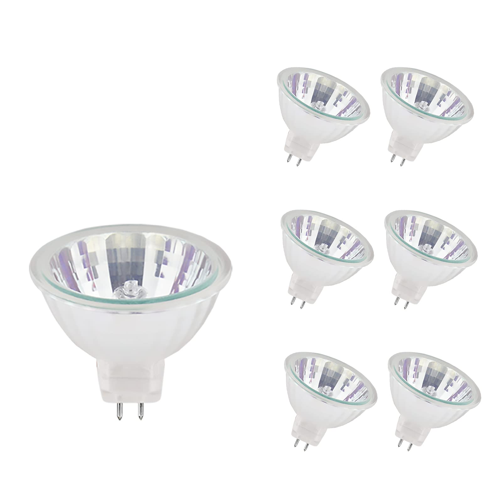 Litbulbs Dimmable MR16 Halogen Light Bulbs, 6 Pack Spotlight Bulb 20W, 12V GU5.3 Spotlight 36° Beam Angle, Warm White 2700K, 220LM, 5000H