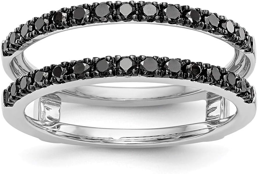 14K White Gold Black Diamond Enhancer Ring Guard Wrap 0.5 cttw Gift for Valentines day