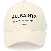 Allsaints Womens Underground Logo Baseball Cap, Cotton Hat with Adjustable Strap, Curved Brim