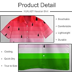 HUGLAZY Watermelon Hawaiian Shirt for Men Fruit Big