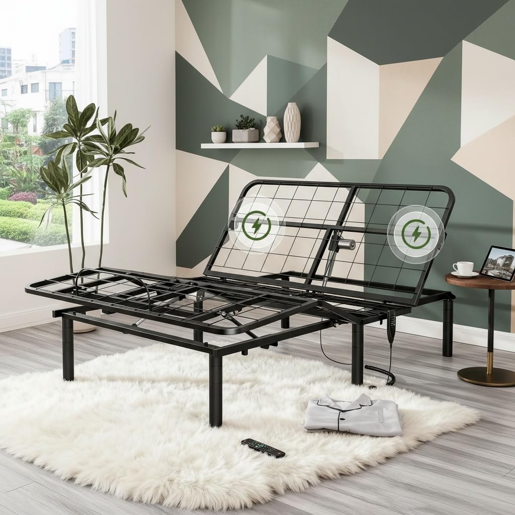 Marsail NS3 Queen Smart Adjustable Bed Base | Zero Gravity, Anti-Snore, Dual Motor, and 4 USB for Quick 3-Min Assembly Image