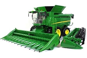TOMY Big Farm John Deere S690 Combine - 1:16 Scale - Includes Corn and Draper Head Attachments - Farm Toys with Realistic Lights and Sounds - Ages 3 Years and Up