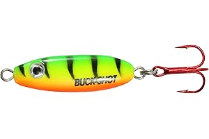 NORTHLAND TACKLE Northland Fishing Tackle Buck-Shot Ice Fishing Rattle Spoon, Assorted Sizes & Colors for Walleye, Perch, Panfish, & Trout