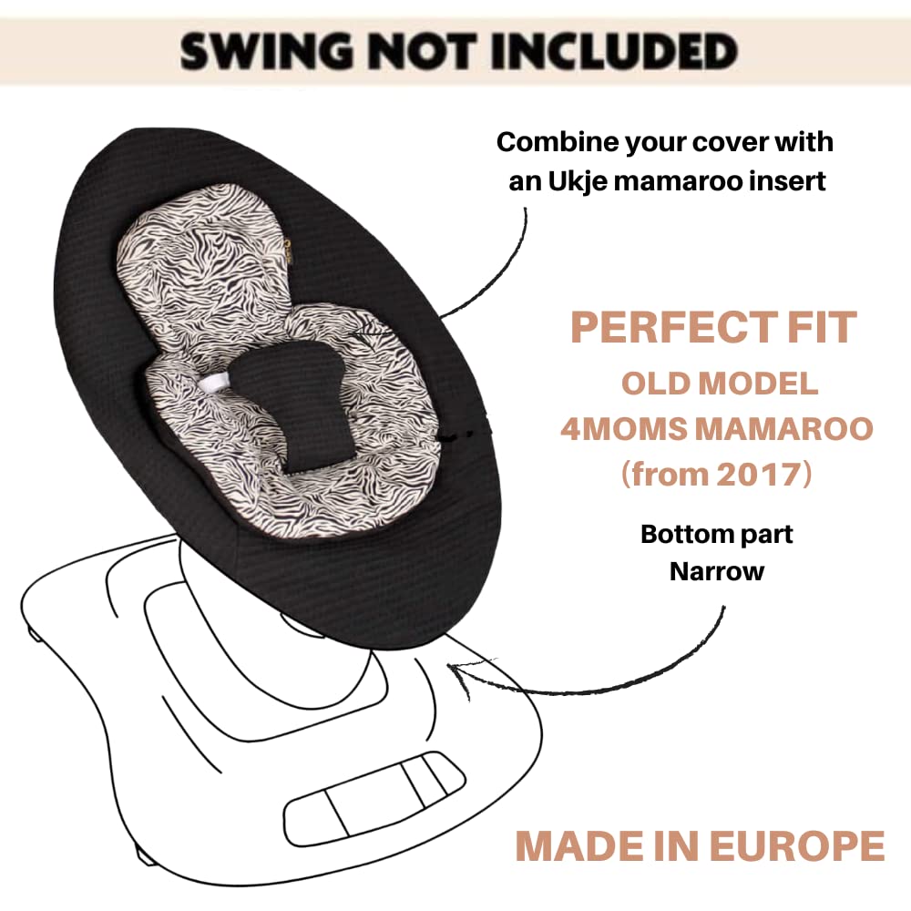 UKJE Liner Baby Rocker Cover - Compatible with 4moms MamaRoo 4 Old Model Before 2022 - Baby Swing Cover - Bouncer Cover - Cover Swing Bouncer - Black