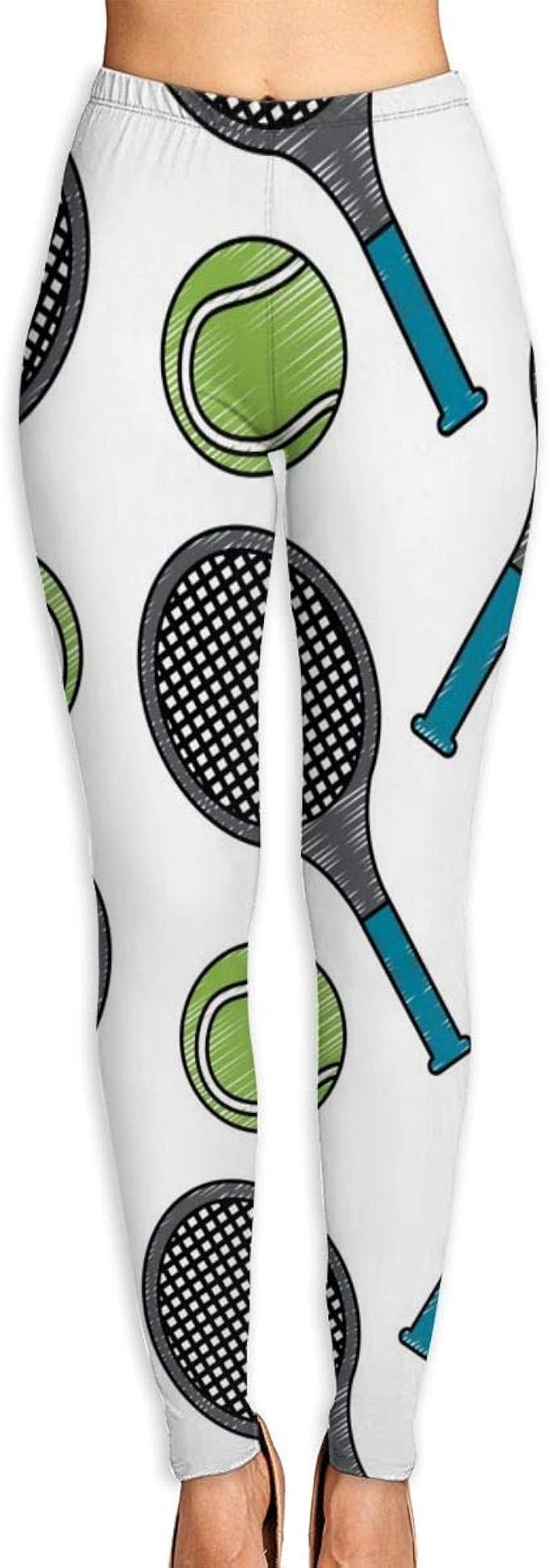 Women Yoga Leggings Pants Tennis Ball Rackets Tummy Control