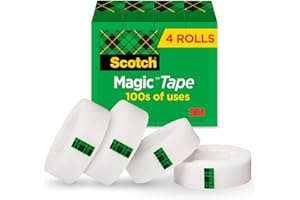 Scotch Magic Tape, Invisible, Repair Christmas Cards and Use as Holiday Gift Wrap Supplies for Christmas, 4 Tape Rolls