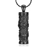constantlife Butterfly Cylinder Urn Necklace Cremation Jewelry for Ashes Stainless Steel Pendant Funeral Keepsake Loved Ones Memorial Gift for Women Men