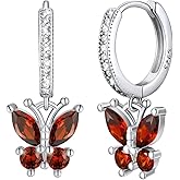 SILVERCUTE 925 Sterling Silver Butterfly Earrings - Hypoallergenic Birthstone Earrings for Women, Butterfly Dangle Earring,Dainty Birthday Gifts for Women/Her