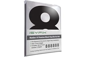 iSYFIX Black Vinyl Number 8 (Eight) Stickers - 6 Pack 6 inch Self Adhesive -Decal Die Cut & Pre-Spaced for Mailbox, Signs, Window, Door, Cars, Trucks, Home, Business, Address Number, In & Outdoor