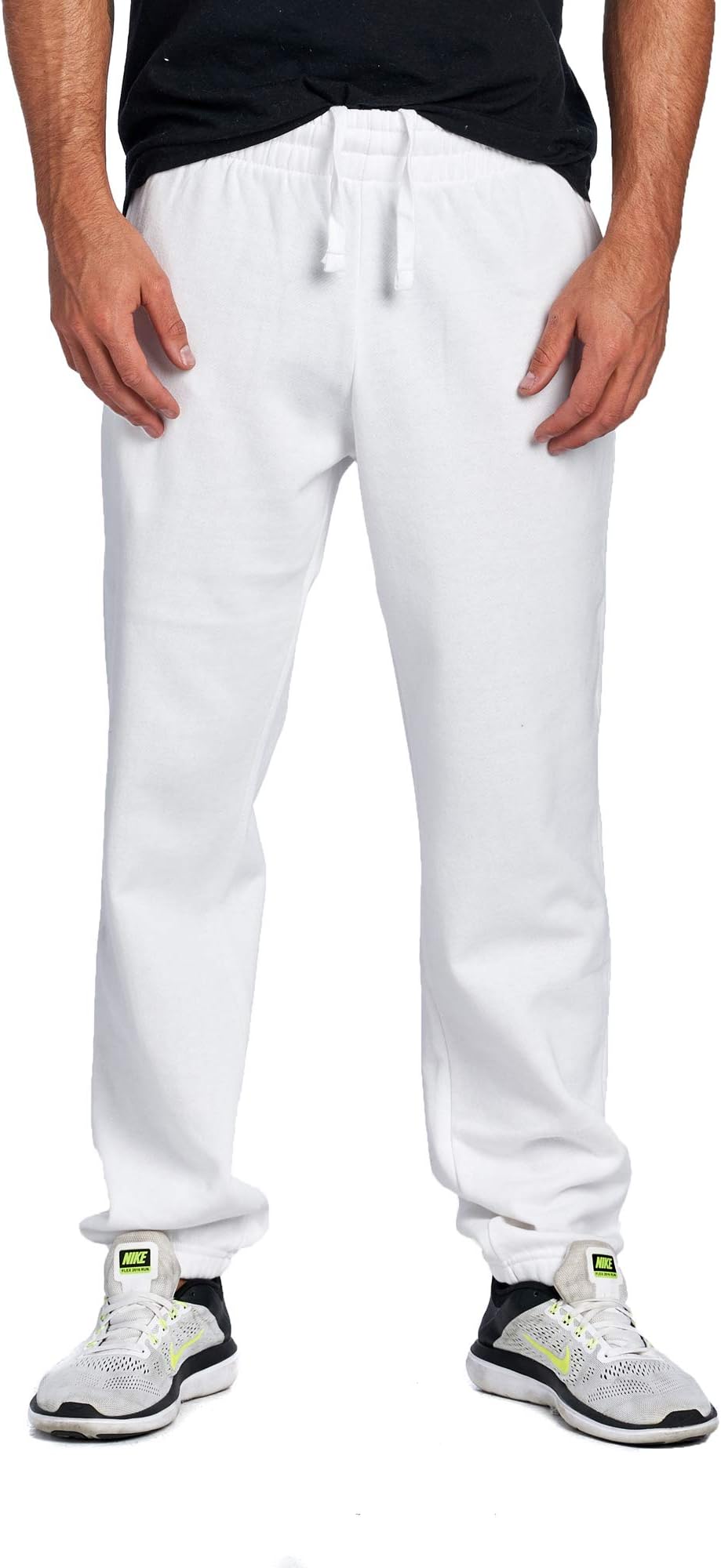 Men's Closed Bottom Casual Regular Fit Fleece Sweatpants with Elastic Waist