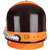 Adult Orange Astronaut Helmet Costume Space Explorer Sci Fi Halloween Cosplay Accessory with Clear Visor