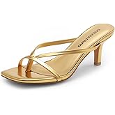 DREAM PAIRS Heels for Women Flip Flops Kitten Low Heels Open Square Toe Thong Heeled Sandals, Fashion Comfort Shoes for Party Casual Slides