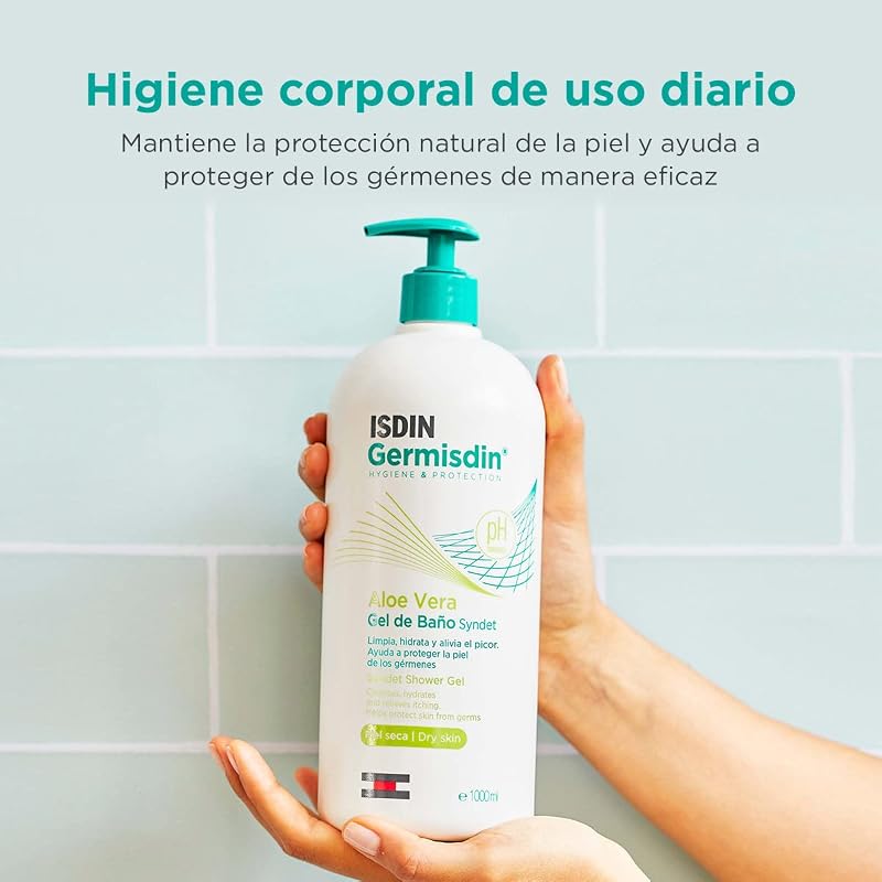 Germisdin Syndet Gel Douche Aloe Vera Usage Quotidien Recommandé Peaux Sèches ou Démangeaisons 1 L - Lot de 2