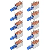 uxcell Push Button Switch DPDT 6 Pin 1 Position Self-Locking Blue 10pcs