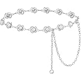 AWAYTR Waist Chains Belts for Women - Rhinestone Gold Silver Chain Belts for Dresses