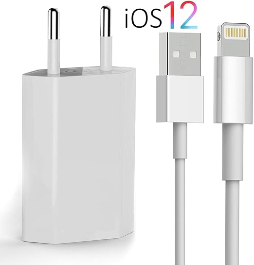 OKCS Original Ladeset kompatibel mit iPhone [USB Ladekabel mit Netzteil 1000 mAh] 1 Meter kompatibel mit iPhone in Weiß